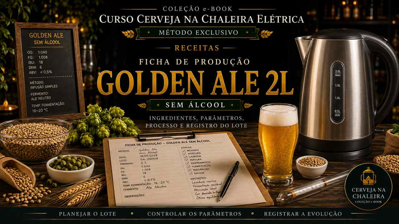 Capa editorial da receita — Ficha de Produção Golden Ale sem Álcool 2L