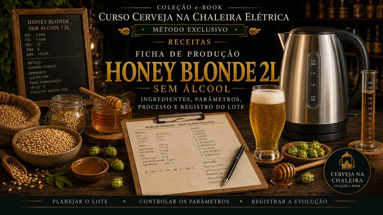 Capa editorial da receita — Ficha de Produção Honey Blonde sem Álcool 2L