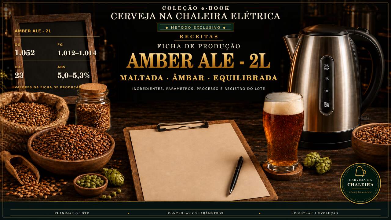 Capa editorial da receita — Ficha de Produção Amber Ale - 2L