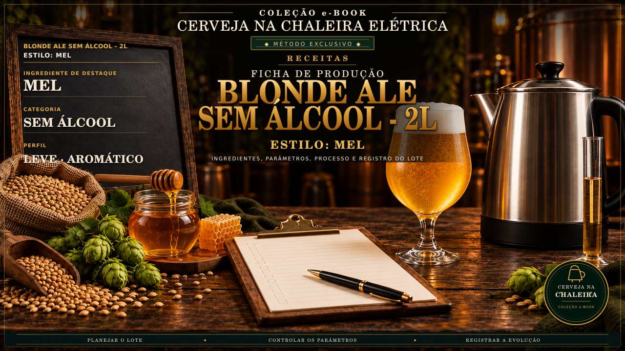 Capa editorial da receita — Ficha de Produção Blonde Ale sem Álcool - 2L - Estilo: Mel