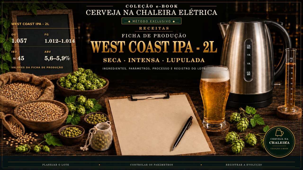 Capa editorial da receita — Ficha de Produção West Coast IPA - 2L